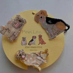 Pink Linen Dog Hair Clips | Beagle, Golden Retriever Labrador, Bull Dog